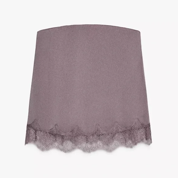 Satin Effect Lace Top, Brown/Taupe, Zara, M, NWT - Picture 2 of 8